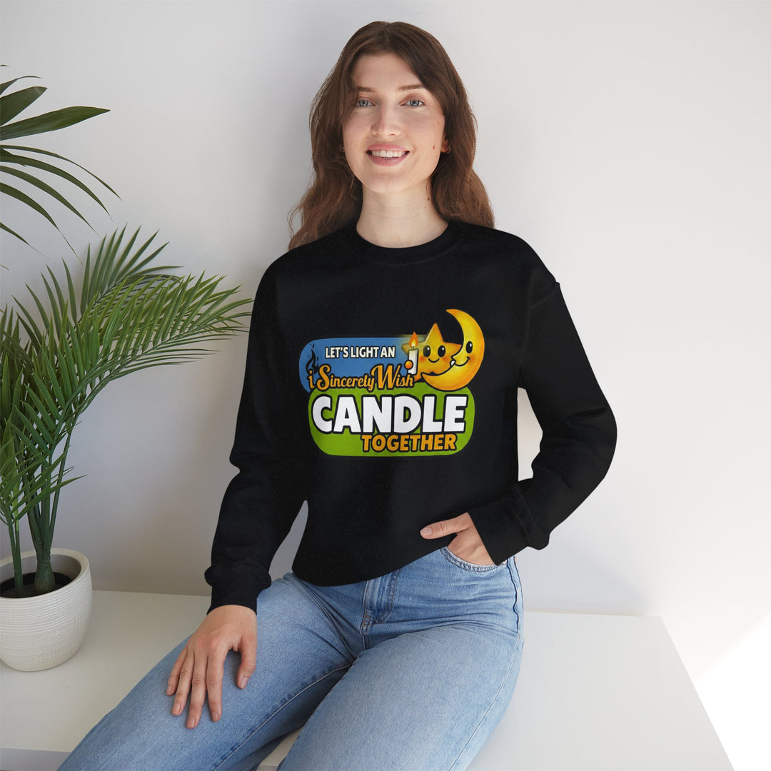 iSincerelyWish Candle Sweatshirt | Cute Star and Moon Candle Graphic