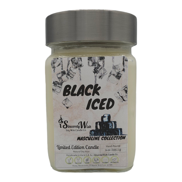 Black Iced Square Candle