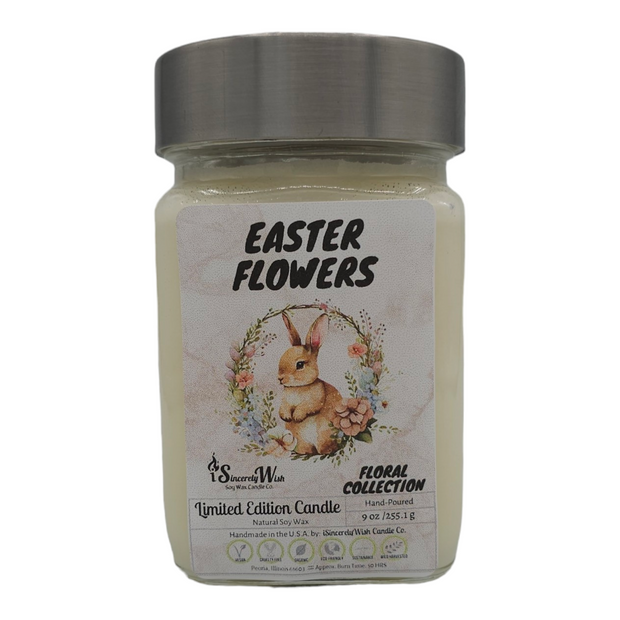 Easter Flowers Square Candle